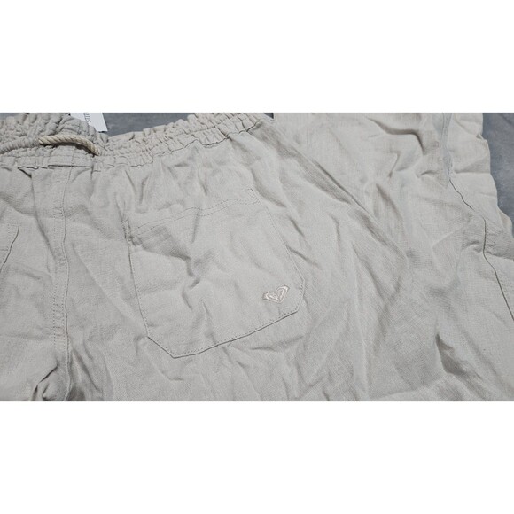Roxy Oceanside Linen Blend Pant Women's L Stone Drawstring Beach Pants NWT - Picture 10 of 11